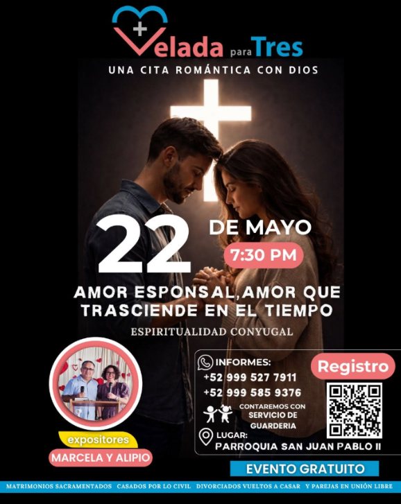 Cartel de la tercera Velada para Tres: Amor esponsal, amor que trasciende en el tiempo, 22 de mayo